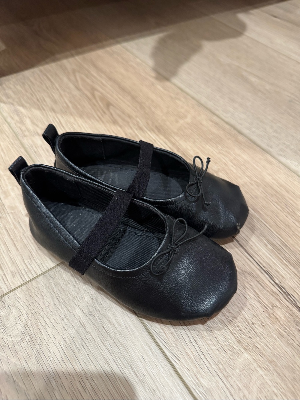 Zara Black Kids Ballet Flats with Elastic Strap and Bow